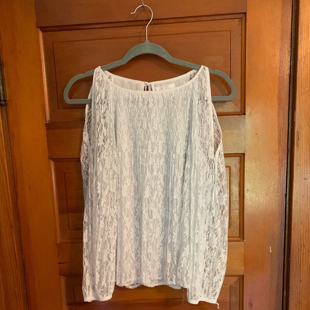Lauren Conrad White Lace Shirt